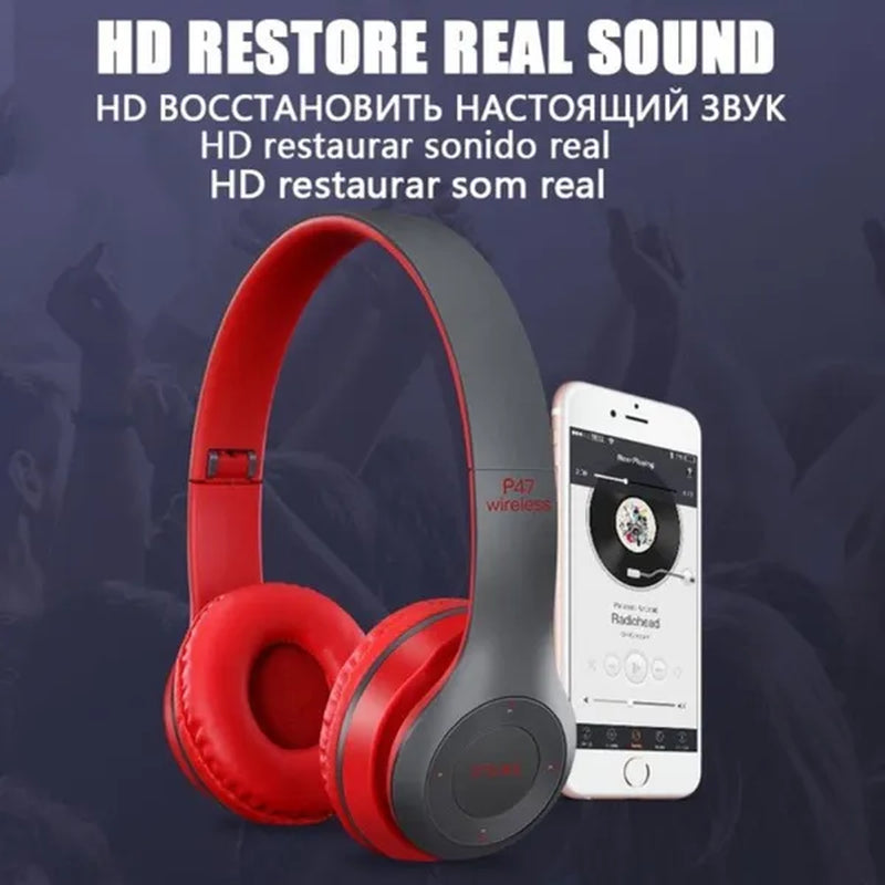 Bluetooth Headphones Wireless Bluetooth 5.0 Heavy Bass Stereo Folding Auriculares with Mic Support TF SD Card