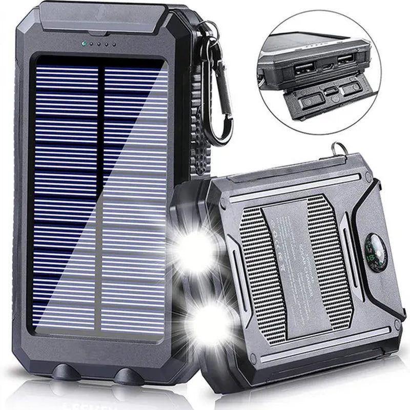 Solar Charger Solar Power Bank Waterproof Portable External Backup Outdoor Cell Phone Battery Charger Dual USB with SOS Led Charger Travel Powerbank for All Phone of All over the World 15000Mah