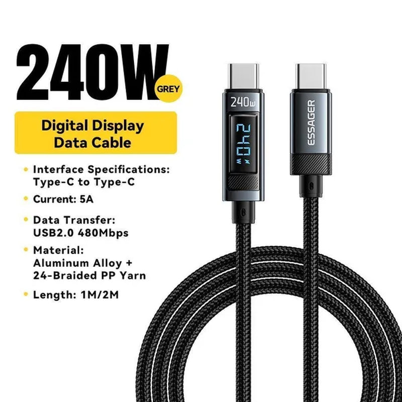 2024 NEW USB C Cable 240W PD 3.1 USB Type C Cable Fast Charging Cable Type C for Iphone 15 Macbook Pro Samsung Xiaomi Charge Cord