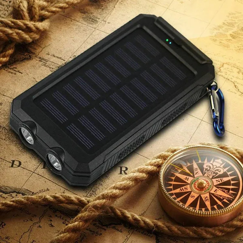 Solar Charger Solar Power Bank Waterproof Portable External Backup Outdoor Cell Phone Battery Charger Dual USB with SOS Led Charger Travel Powerbank for All Phone of All over the World 15000Mah