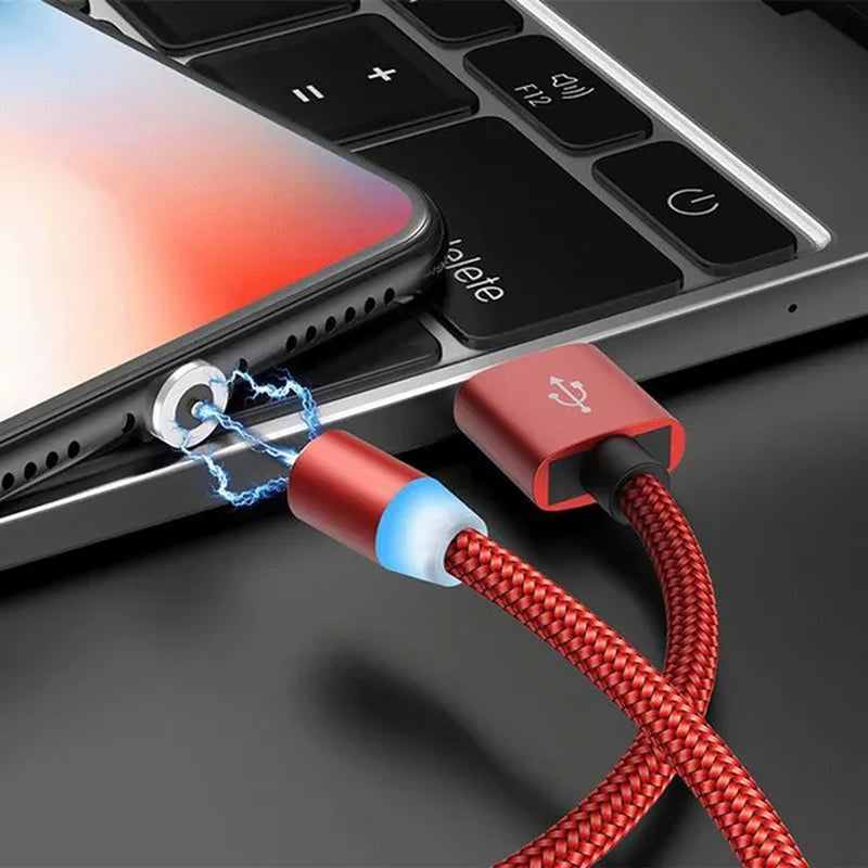 Three-In-One Braided Magnetic Charging Cable USB Fast Charging Cable Suitable for Iphone Android Type-C Magnet Charger Mobile Phone Cable