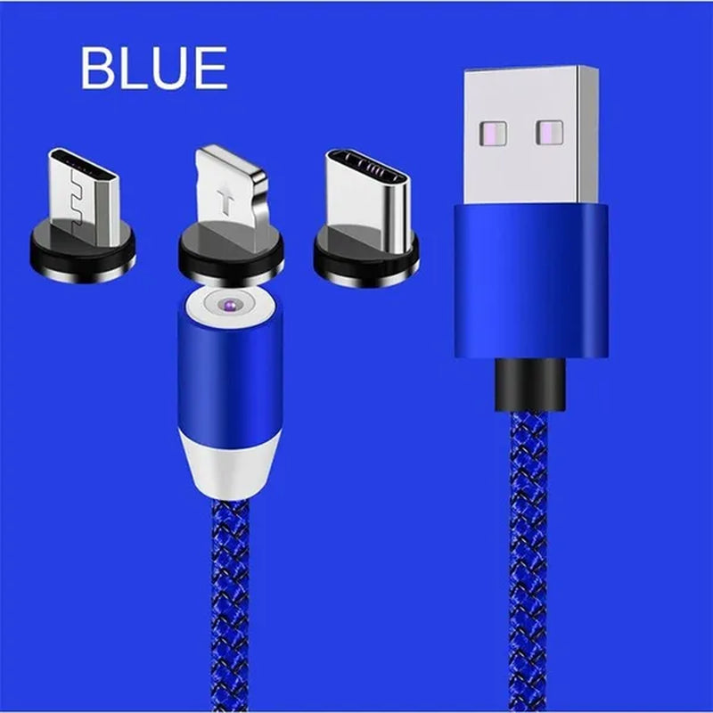 Three-In-One Braided Magnetic Charging Cable USB Fast Charging Cable Suitable for Iphone Android Type-C Magnet Charger Mobile Phone Cable