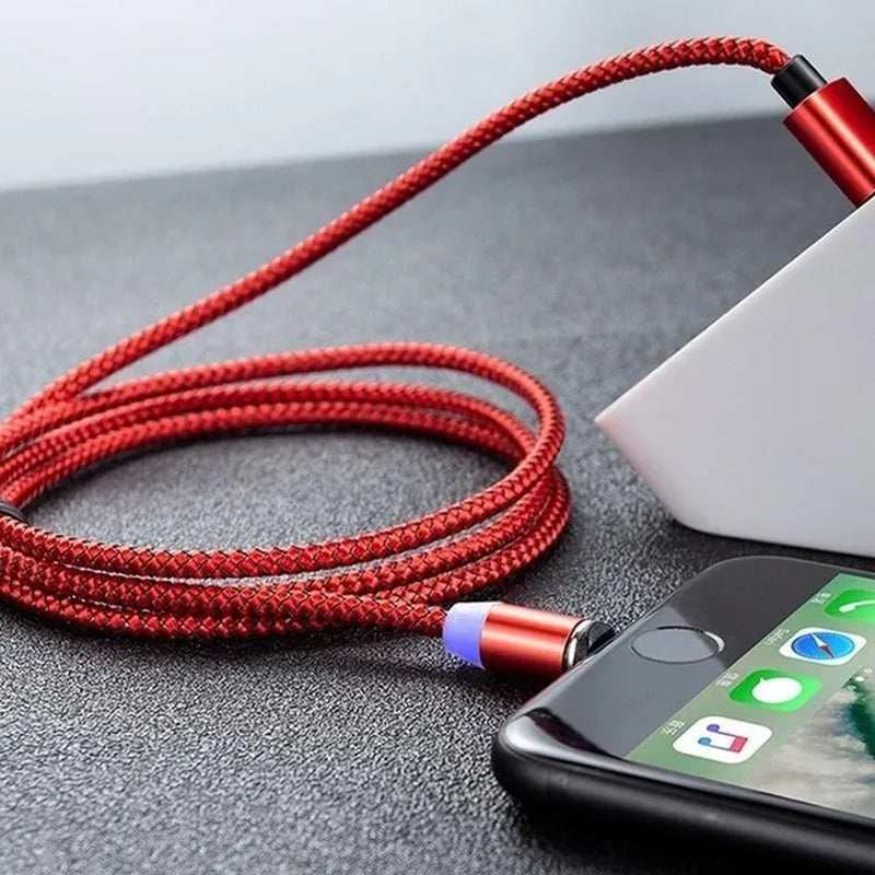 Three-In-One Braided Magnetic Charging Cable USB Fast Charging Cable Suitable for Iphone Android Type-C Magnet Charger Mobile Phone Cable