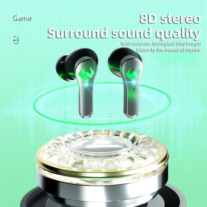 TWS Wireless Gaming Headphones, Waterproof Sport Headset, Touch Control Wireless Earbuds, Noise Cancellation Bluetooth Earphones for Driving Headset
