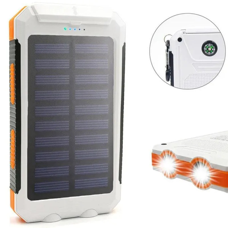 Solar Charger Solar Power Bank Waterproof Portable External Backup Outdoor Cell Phone Battery Charger Dual USB with SOS Led Charger Travel Powerbank for All Phone of All over the World 15000Mah