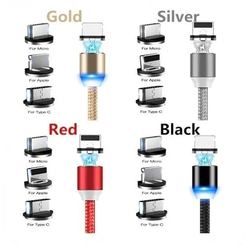 Three-In-One Braided Magnetic Charging Cable USB Fast Charging Cable Suitable for Iphone Android Type-C Magnet Charger Mobile Phone Cable