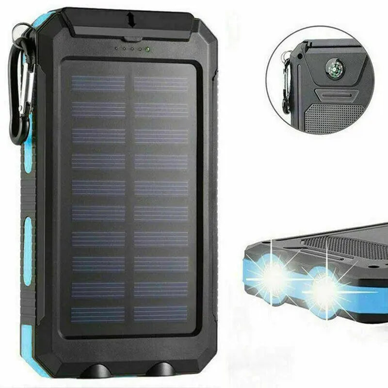 Solar Charger Solar Power Bank Waterproof Portable External Backup Outdoor Cell Phone Battery Charger Dual USB with SOS Led Charger Travel Powerbank for All Phone of All over the World 15000Mah